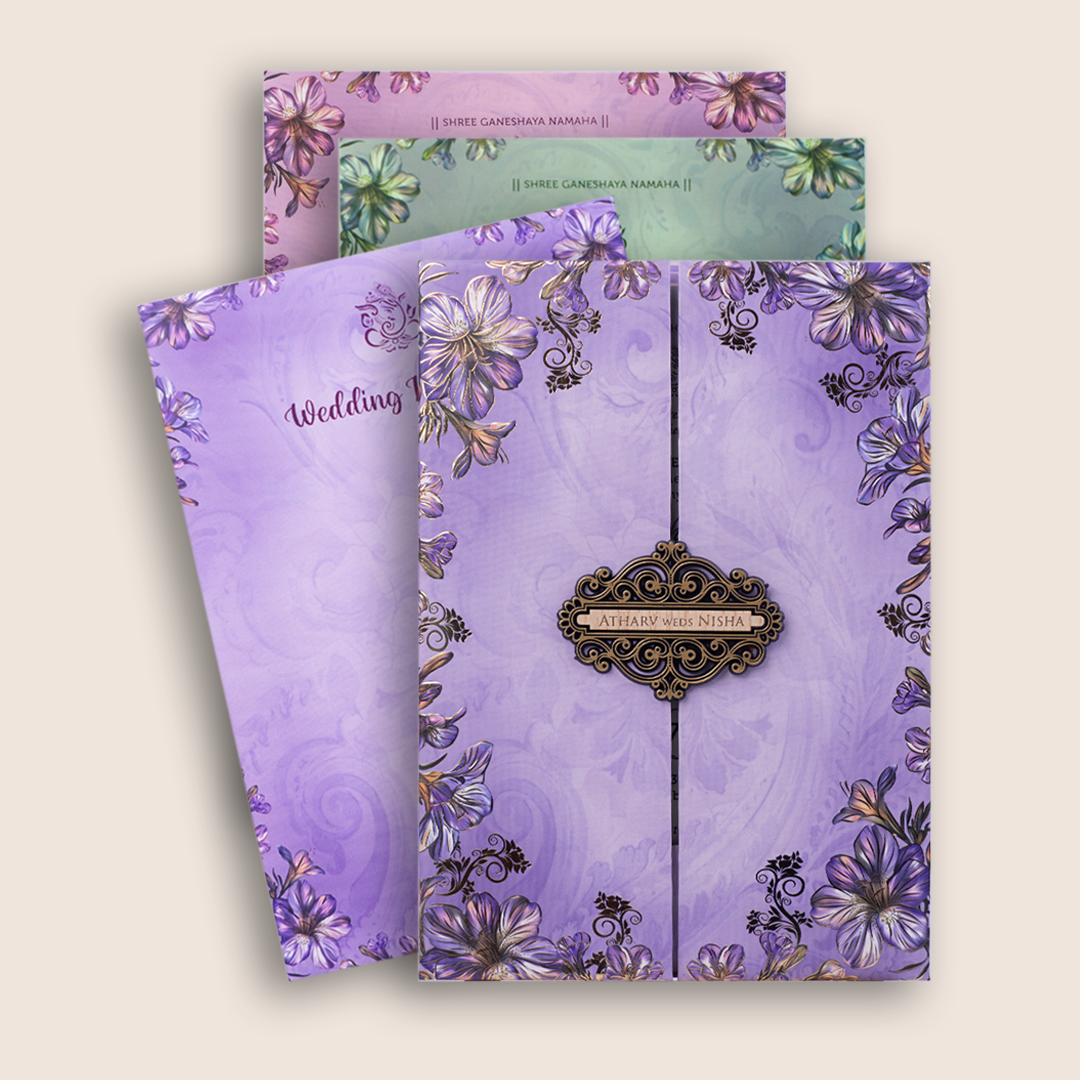 Lavender Floral Door Style Wedding Invitation - KVN07800