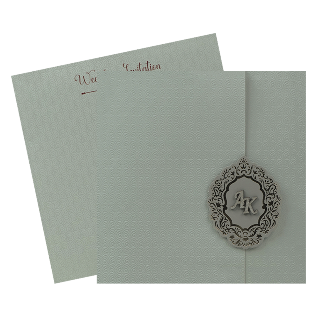 Grey Textured Wedding Card-KSI65090