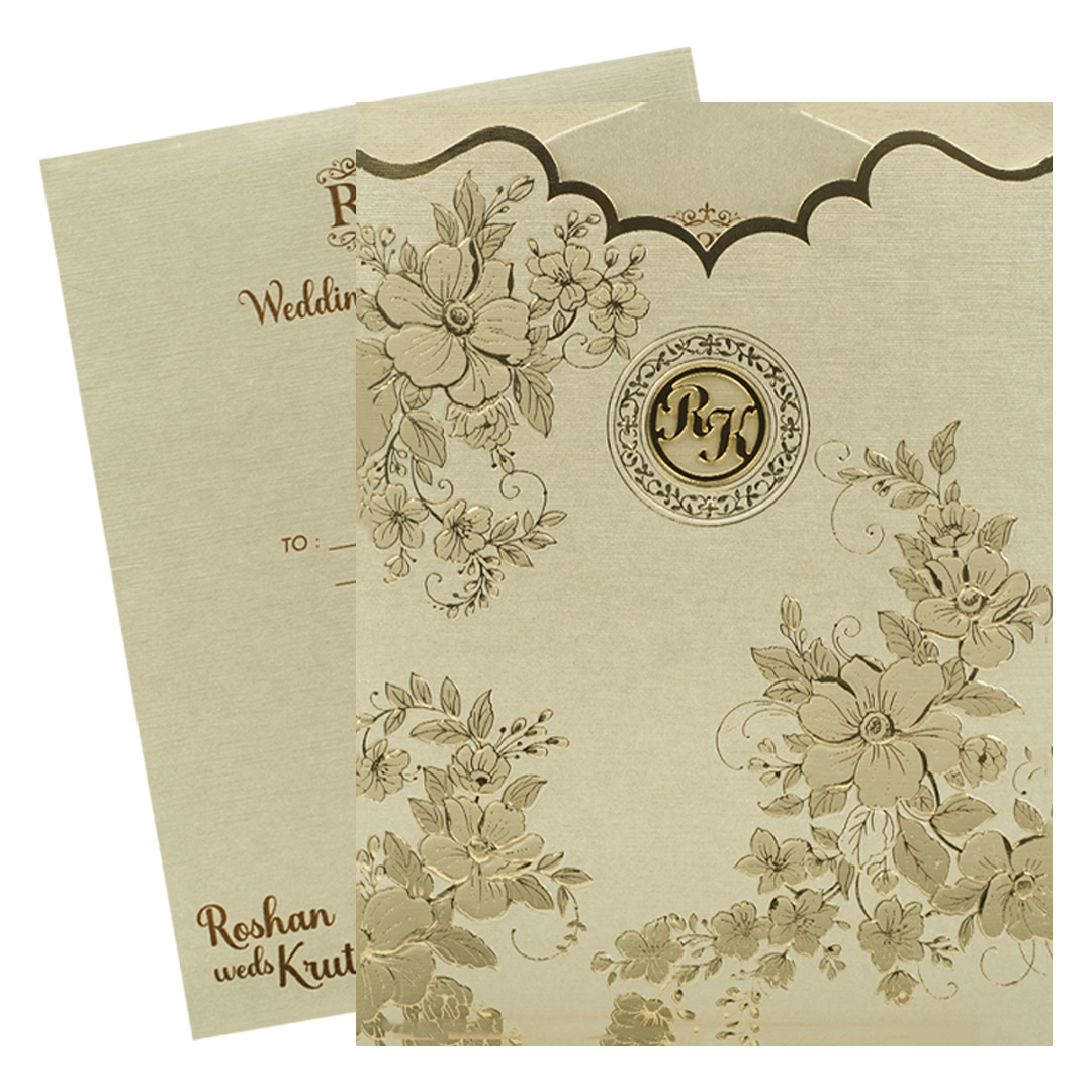 Gold Floral Wedding Card-KSI64870