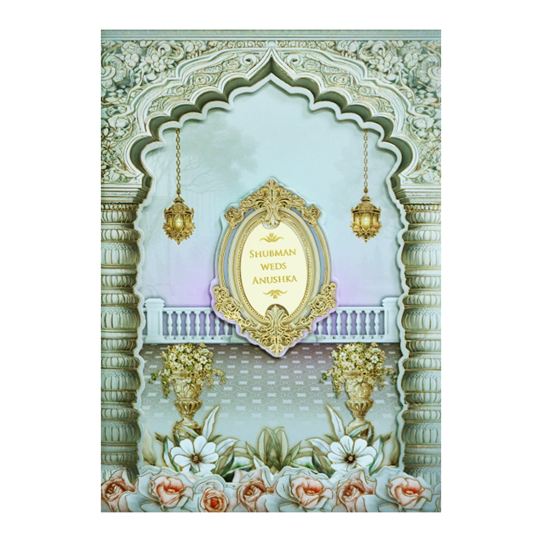 Grey Laser Cut Premium Wedding Card-KRB09520