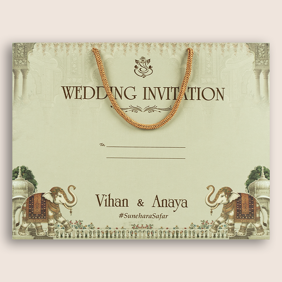 Grey Elephant Padded Bag Style Wedding Card - KSH27040