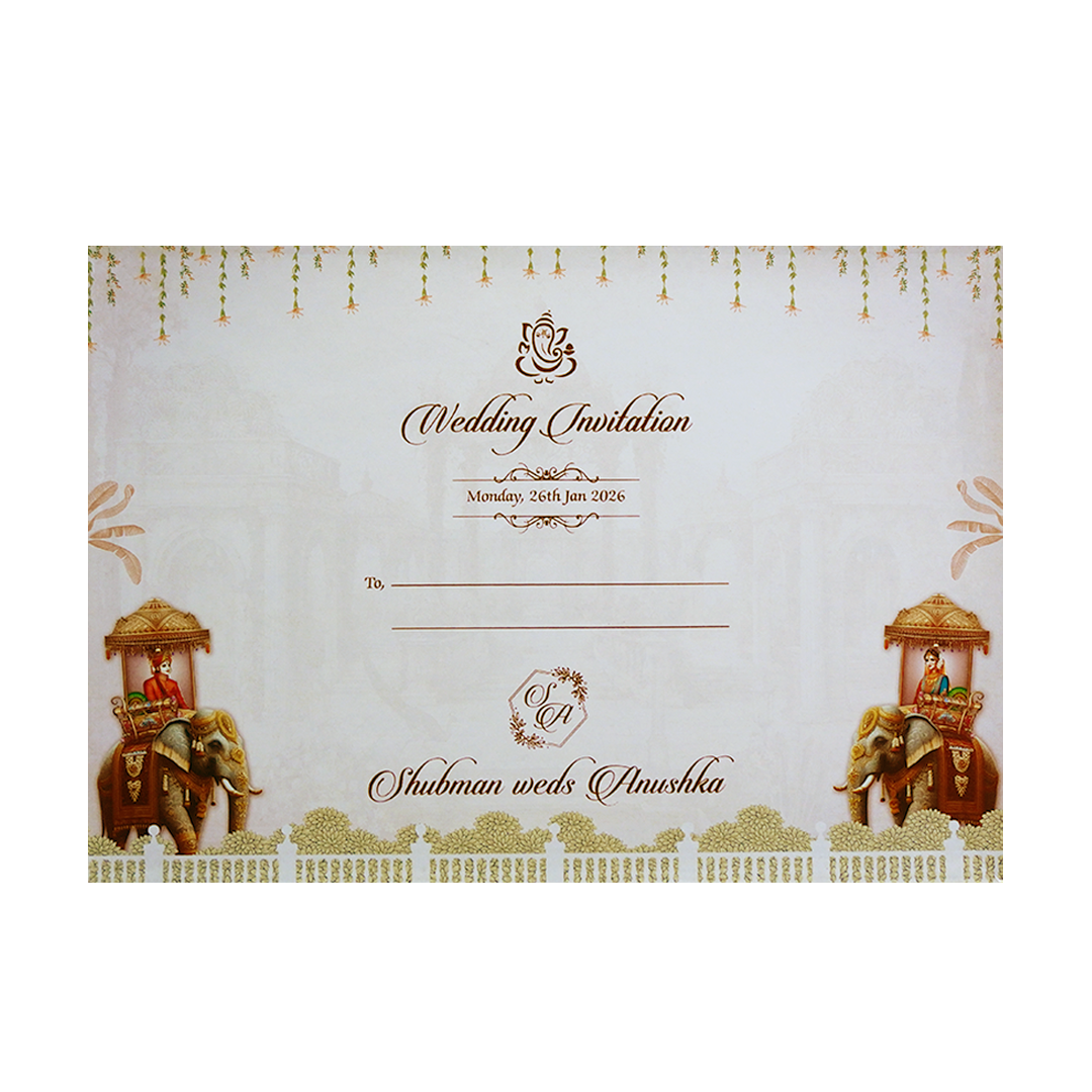 Royal Baraat Gold Foil Door Style Wedding Invitation Card-KRB09080