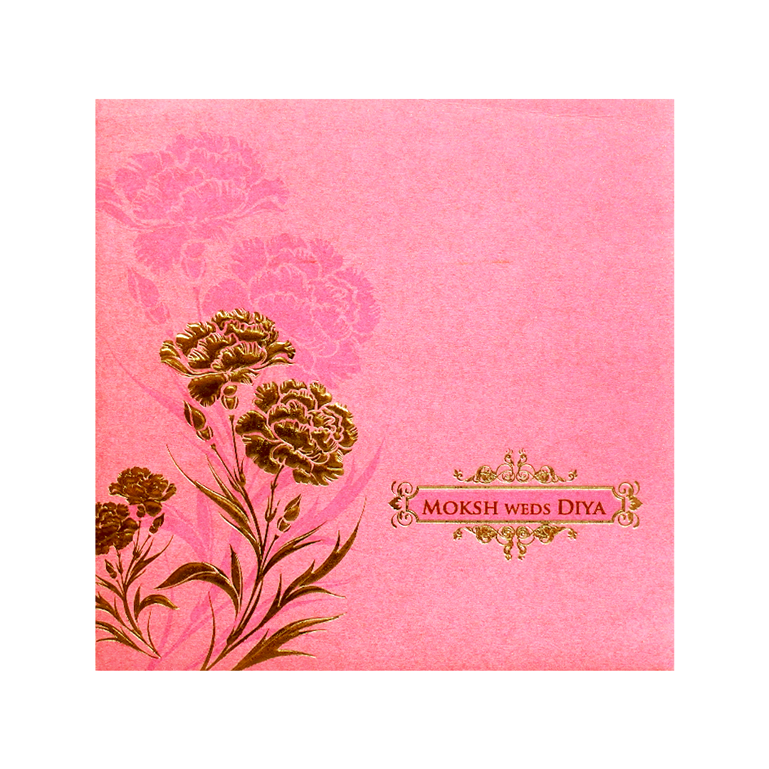 Pink Gold Floral Wedding Card-KPR06130