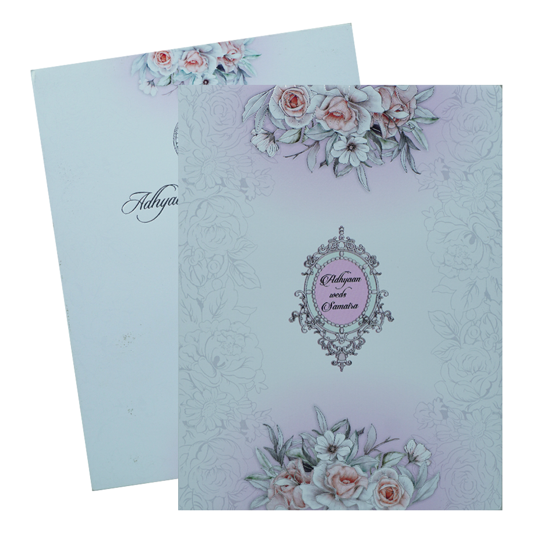 Lavender Padded Floral Wedding Card-KRC31050