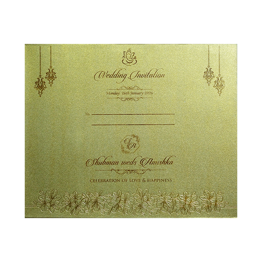 Gold Laser Cut Foil Wedding Invitation Card with Custom Name-KRB09140