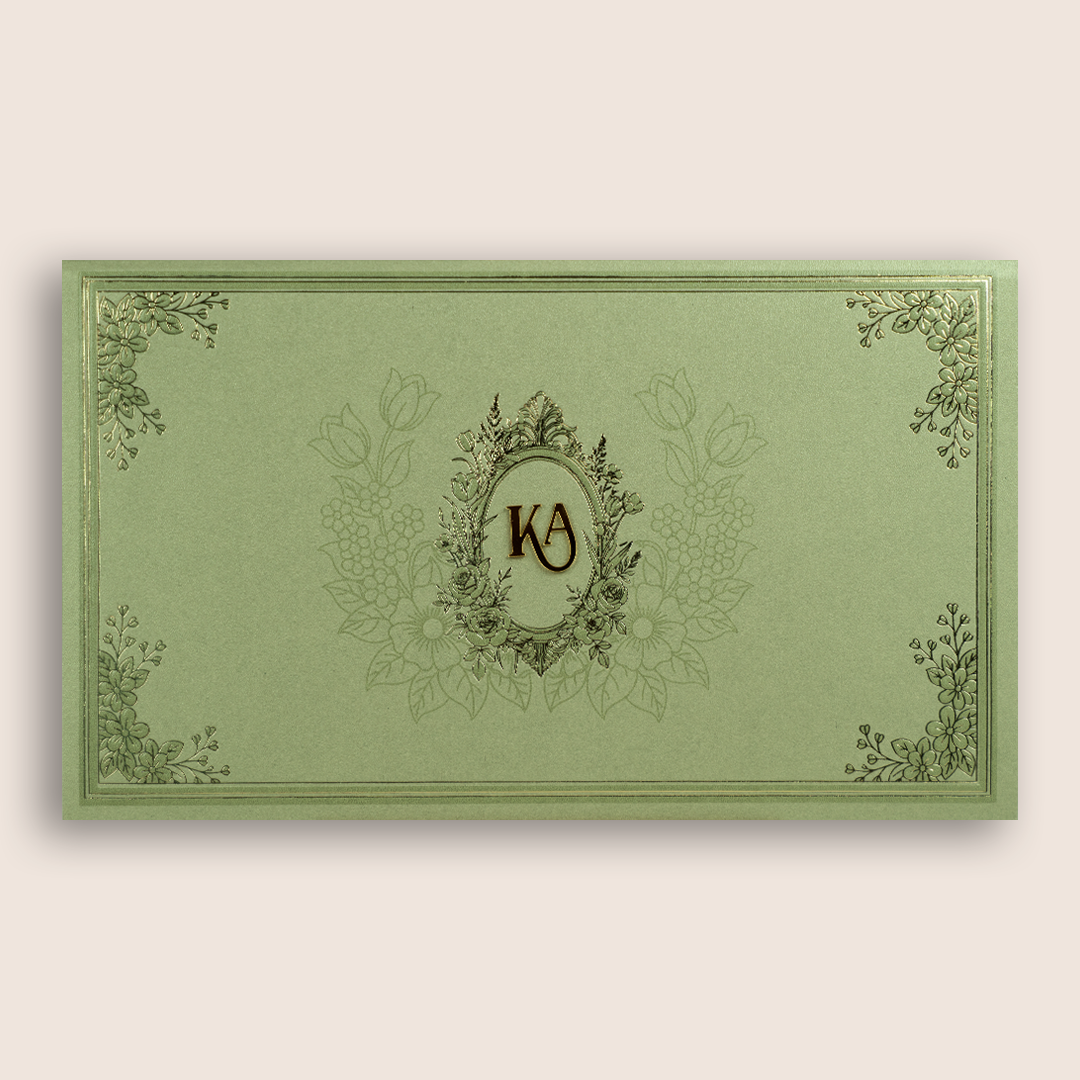 Pista Green Floral Invitation Card - KPR07490