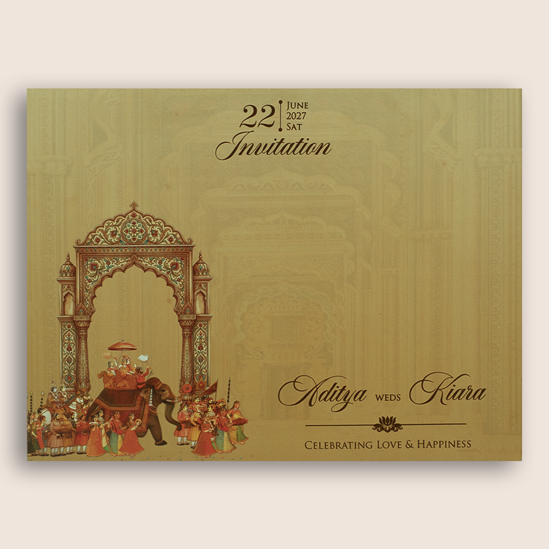 Sandal Royal Baraat MDF Laser Cut Wedding Card - KFR17070