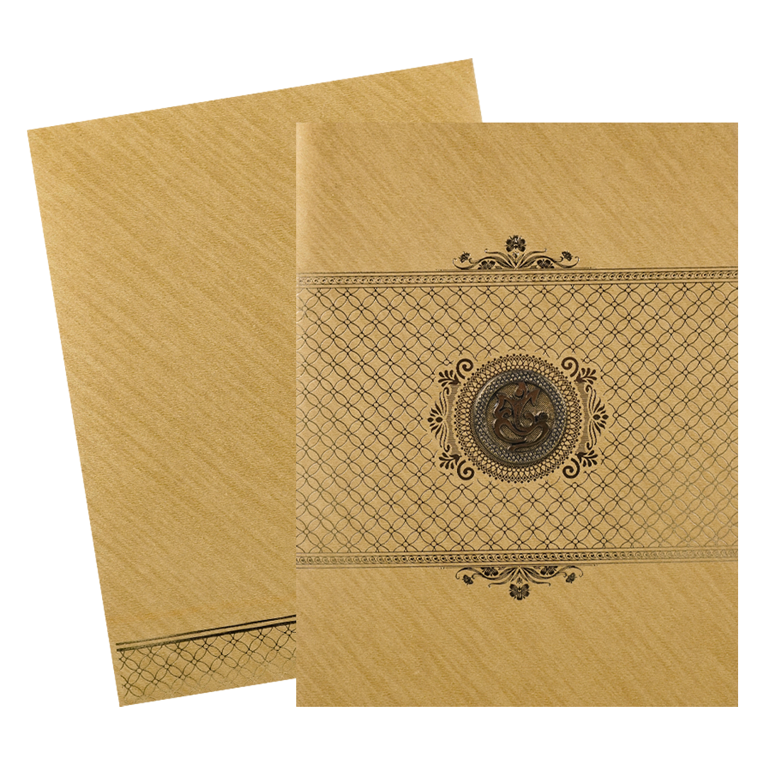 Classic Gold Ganesha Wedding Card-KNR5035G