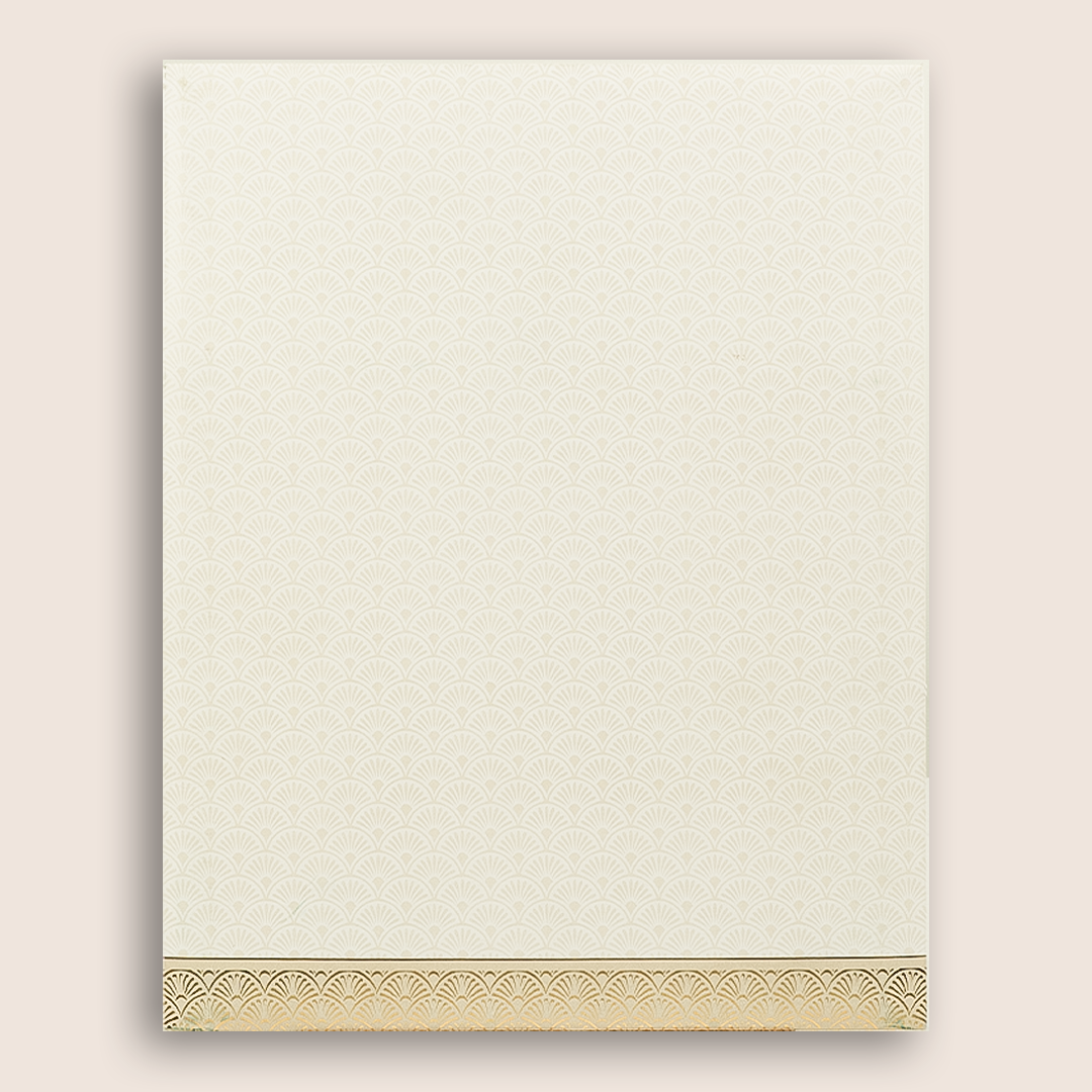White Gold Floral Wedding Card-KNJS2071