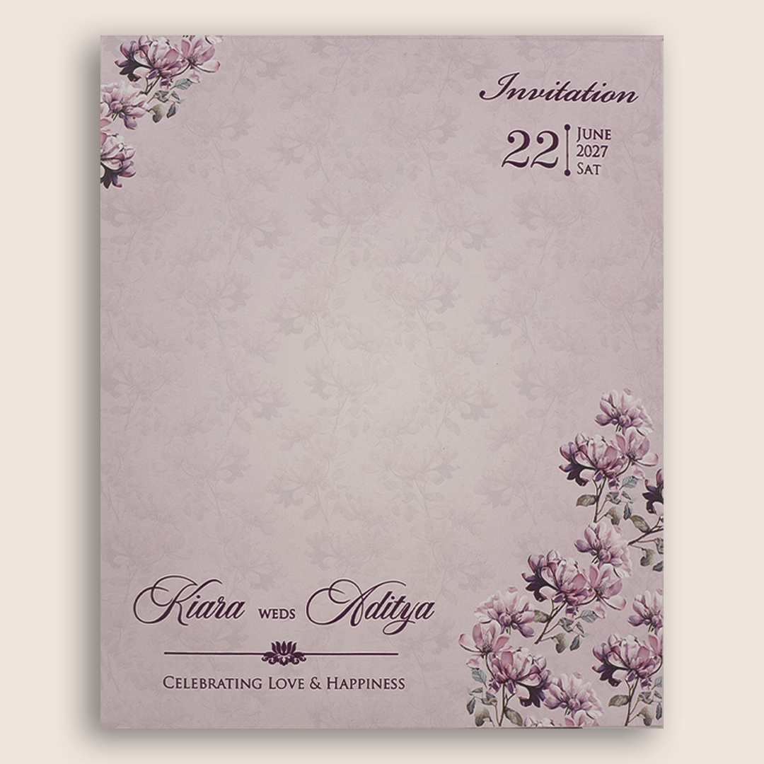 Lavender Floral MDF Laser Cut Marriage Card - KFR15040