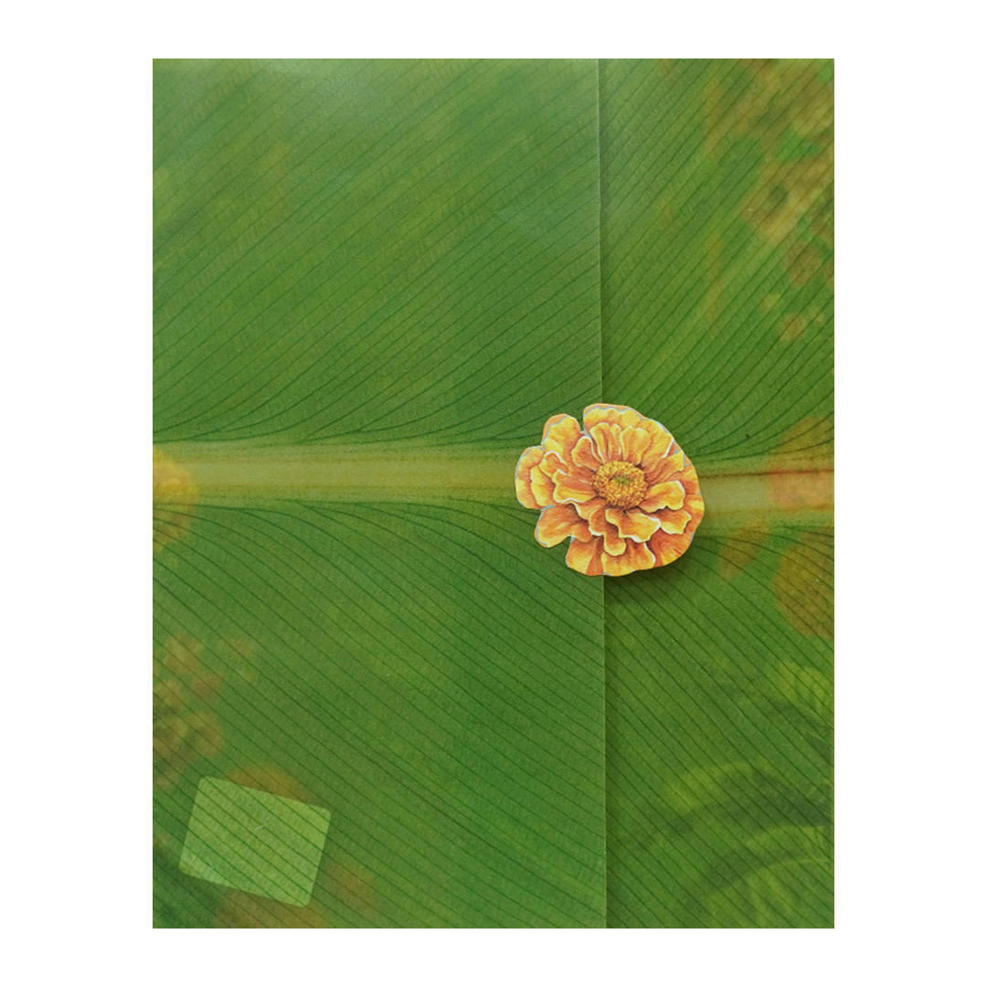 Green Marigold Floral Wedding Card - KBM05100