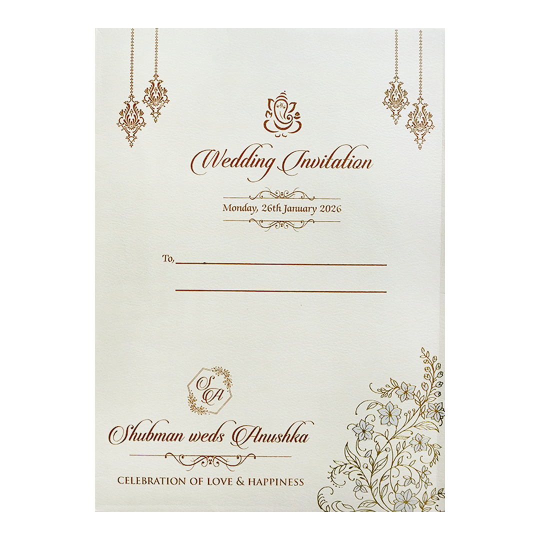Royal White Embossed Door Style Wedding Invitation Card-KRB09111