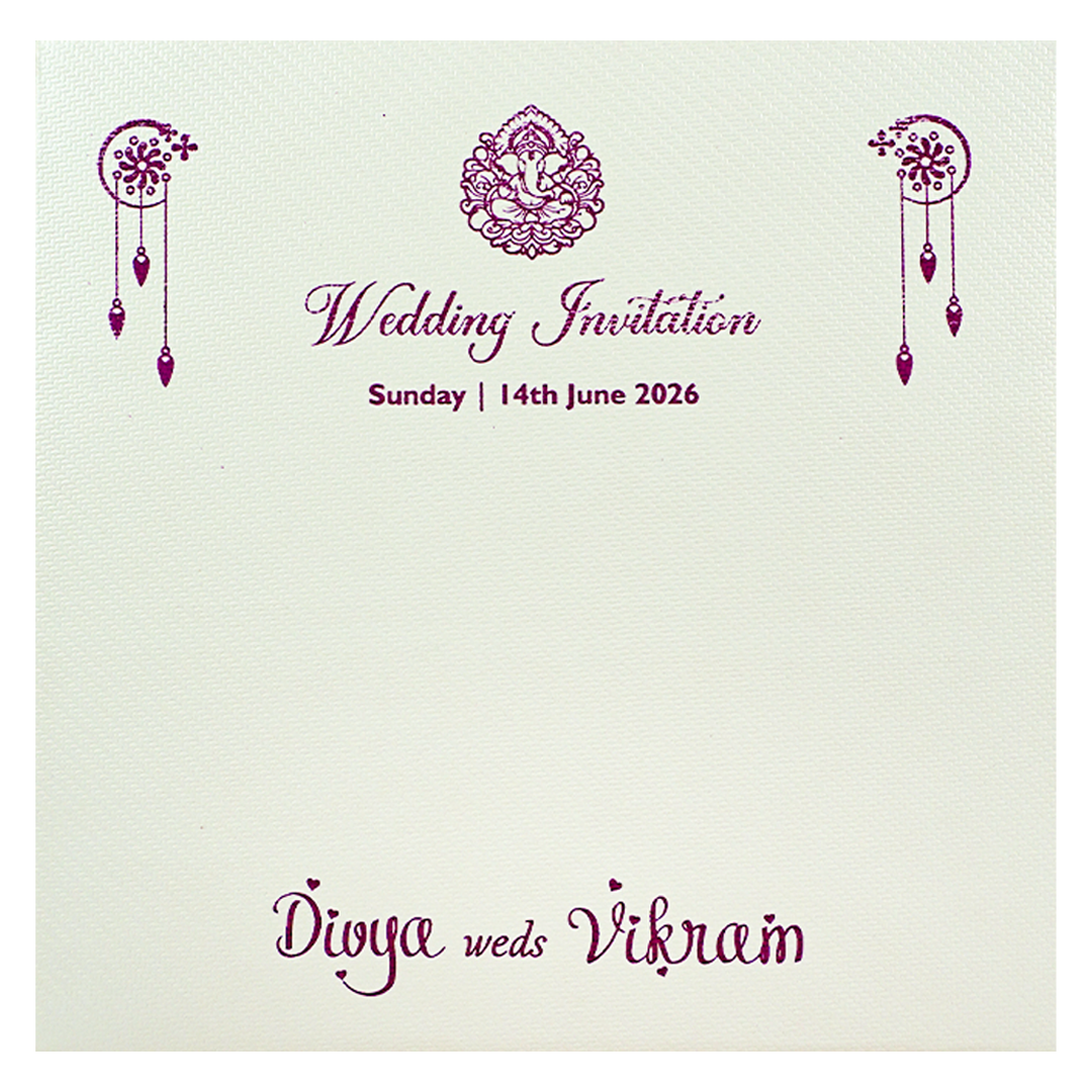 White Floral Single Sheet Wedding Card - KNKS2302.
