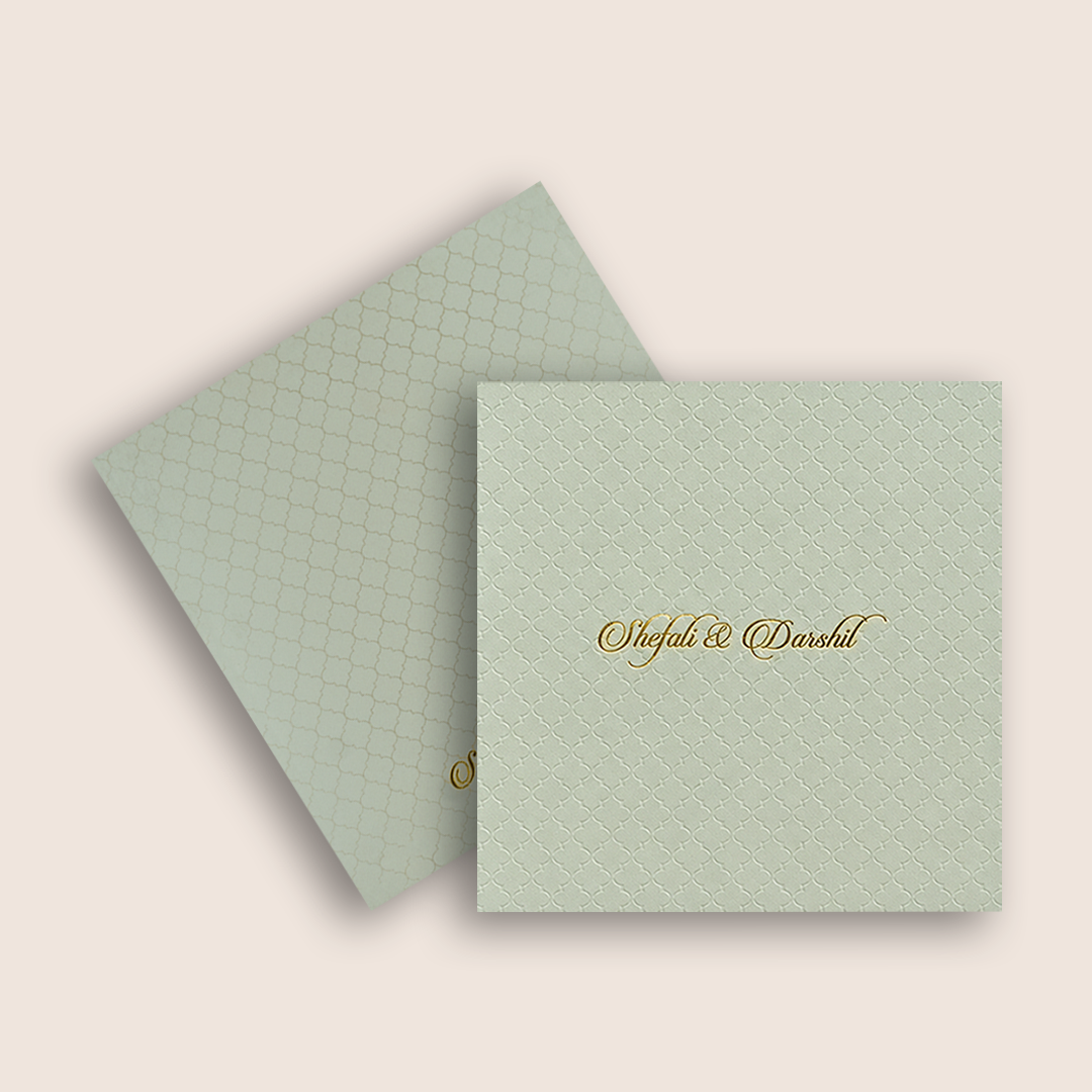 White Embossed Pattern Padded Wedding Card - KPR020080