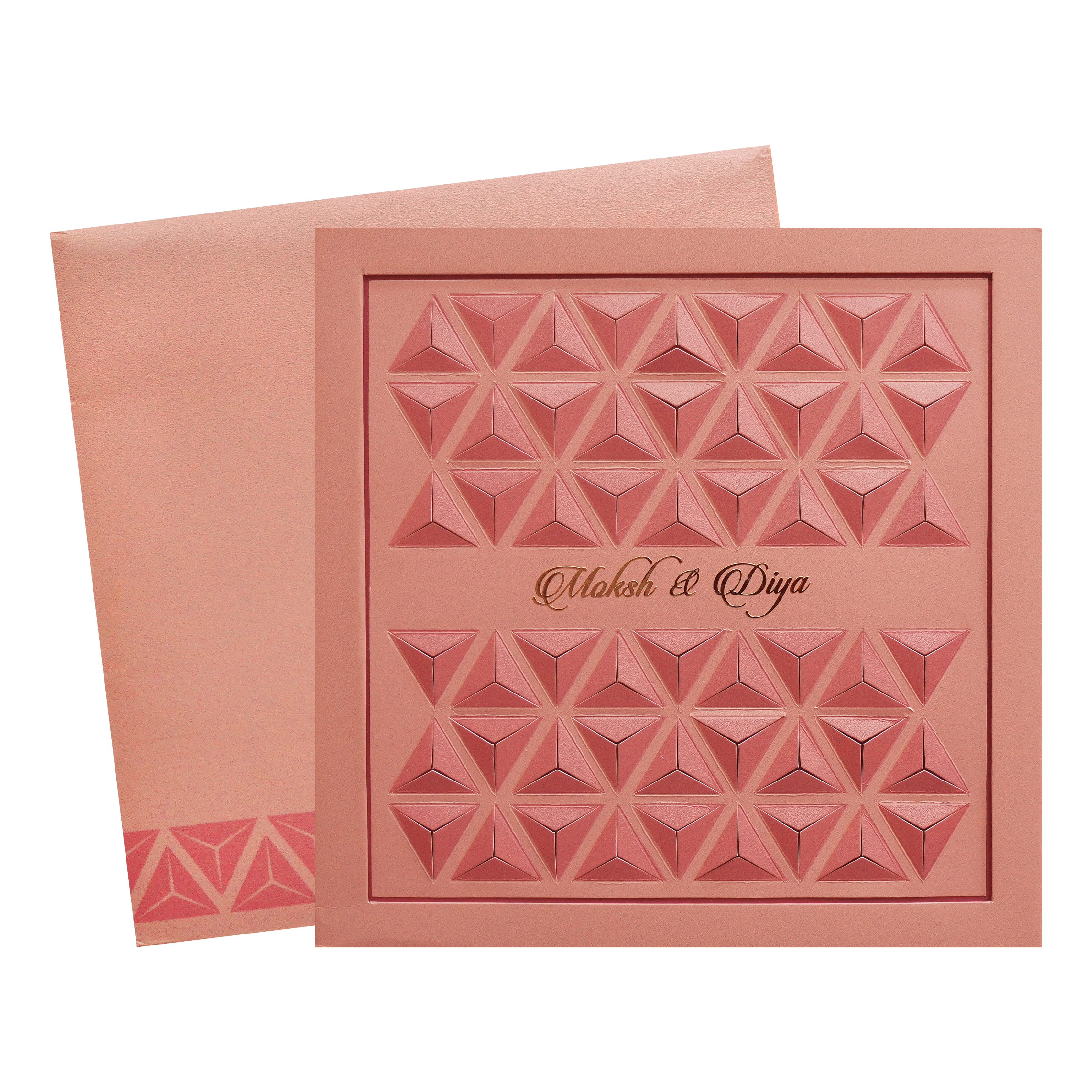 Rose Gold Padded Wedding Invitation Card-KPR24780