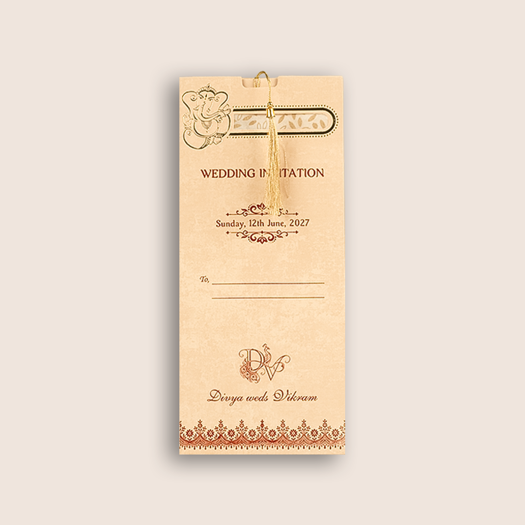 Sandal Single Sheet Wedding Card-KNPD1303