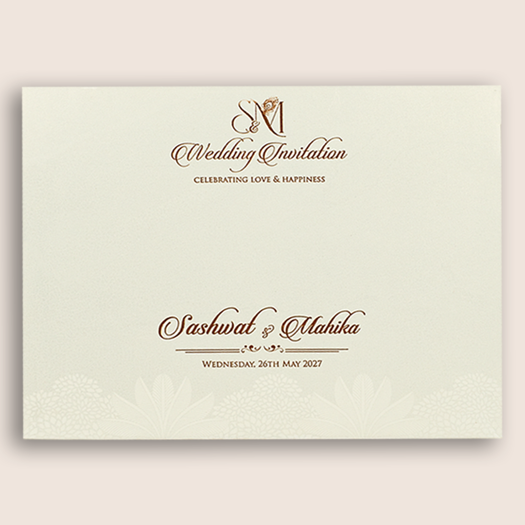 Ivory Jharokha Elephant Padded Invitation Card - KRE29270