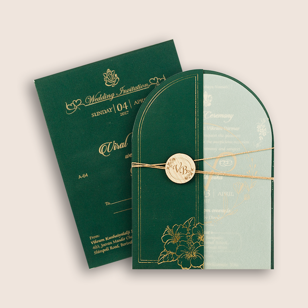 Green Floral Wedding Invitation - KMARA640