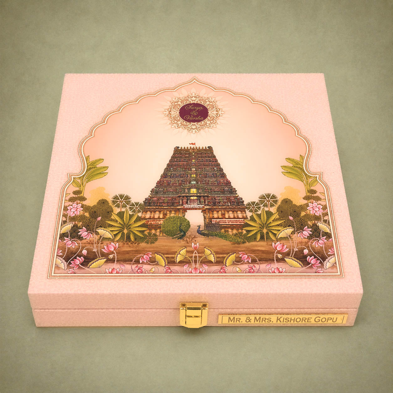 Pink Premium Temple Arch Luxury Invitation Box - KNKUP055
