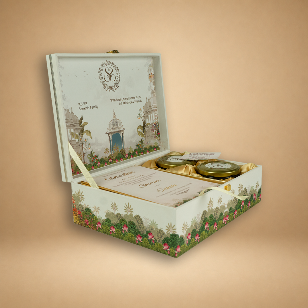 White Palace Luxury Wedding Invitation Box - KSBMD060