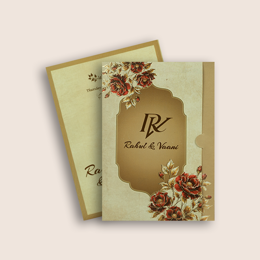 Beige Elegant Floral Wedding Invitation Card - KPR07370