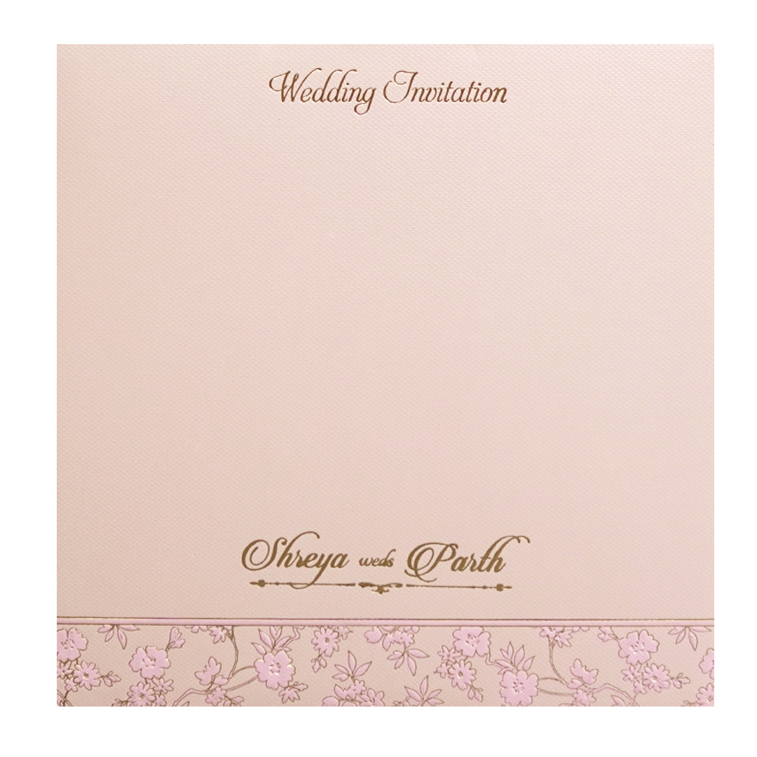 Pink Floral Padded Wedding Card - KMMWD1122