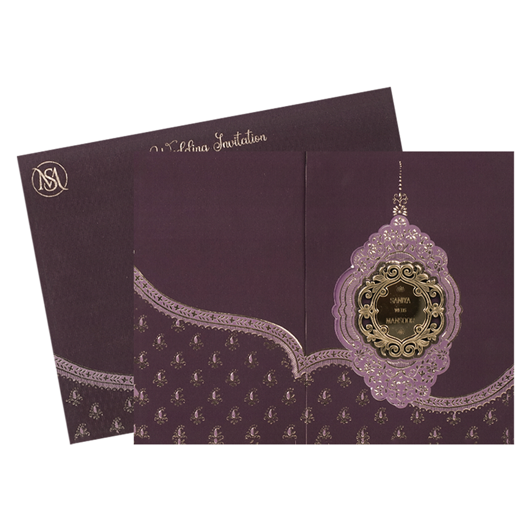 Purple Gold Floral Wedding Card-KSI65110