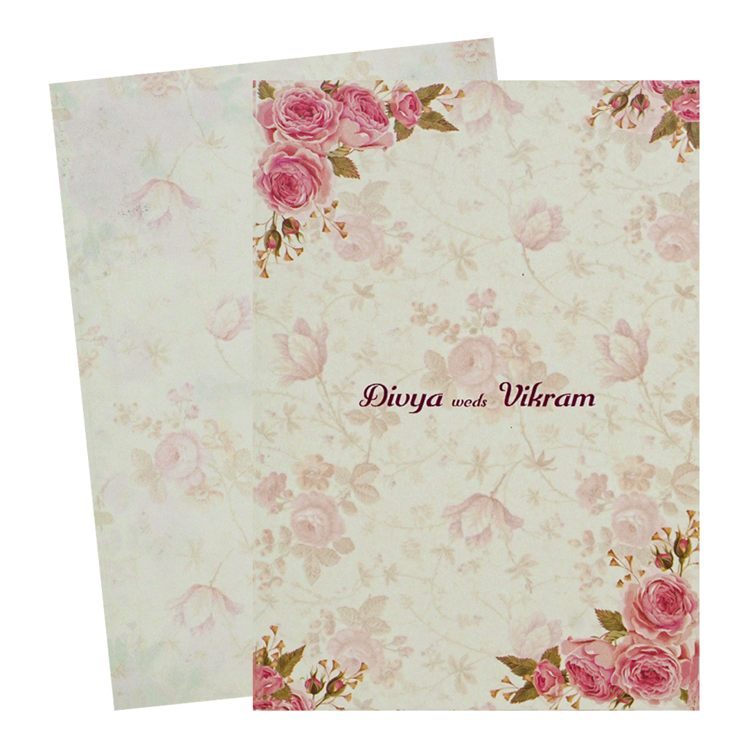Pink Prince Paper Print Floral Invitation In Offset Print-KNPP680P