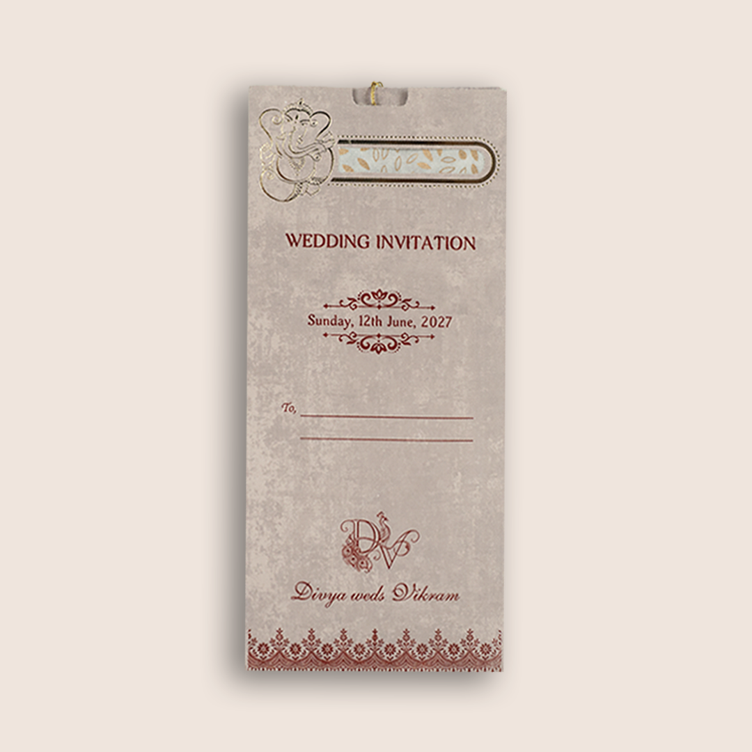 Lavender Single Sheet Wedding Card- KNPD1304