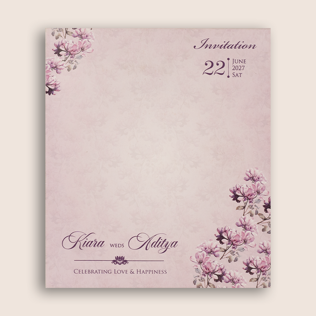 Lavender Floral Laser Cut Marriage Card - KFR17230
