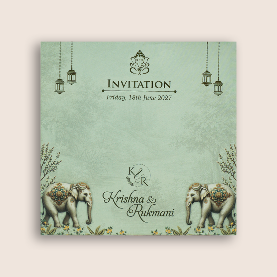 Pastel Green Floral Door Style Wedding Invitation Card - KJTS1913