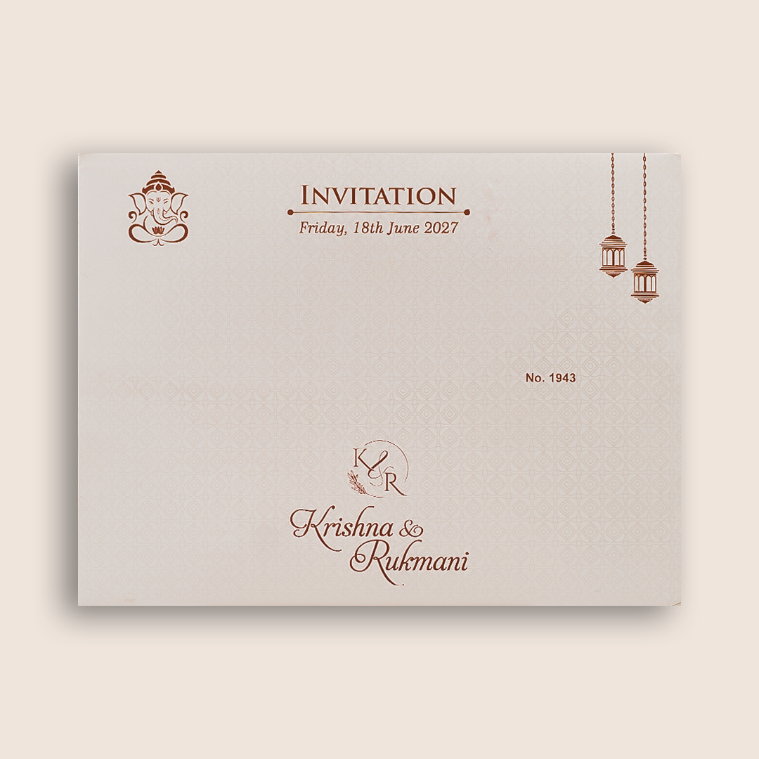 White Elephant Floral Padded Laser Cut Wedding Card - KJTS1943