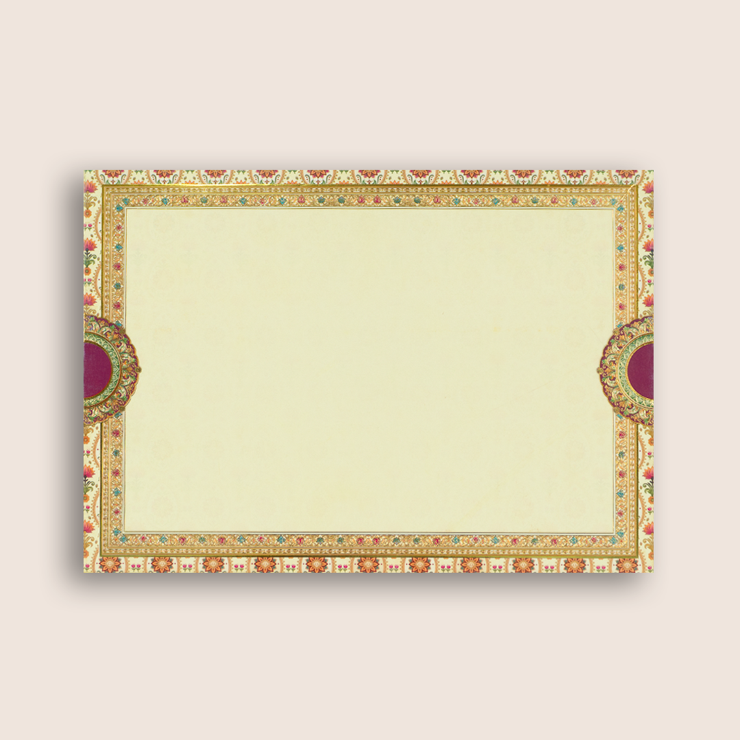 Cream Lotus Floral Padded Invitation Card - KAA06090