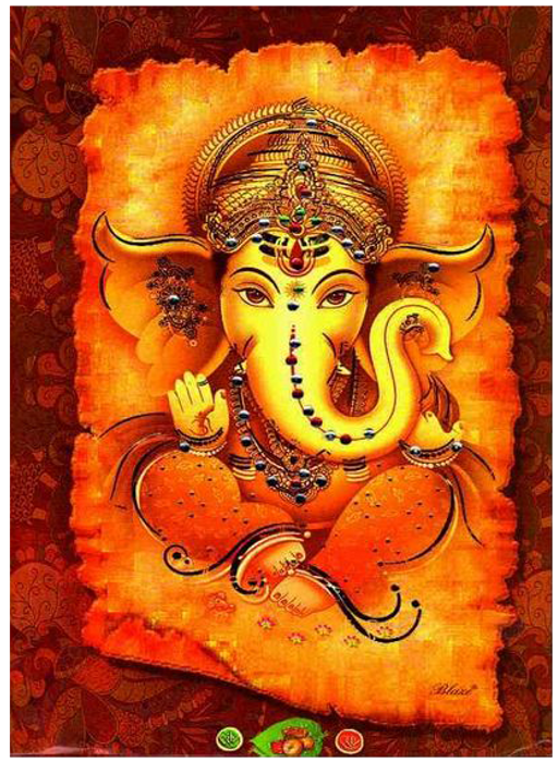 Royal Big Brown Ganesha Padded Wedding Card - KNKZ0016-King of Cards