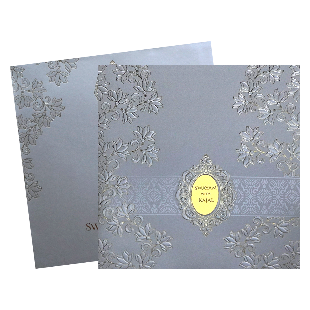 Silver Embossed Wedding Card-KPR09130