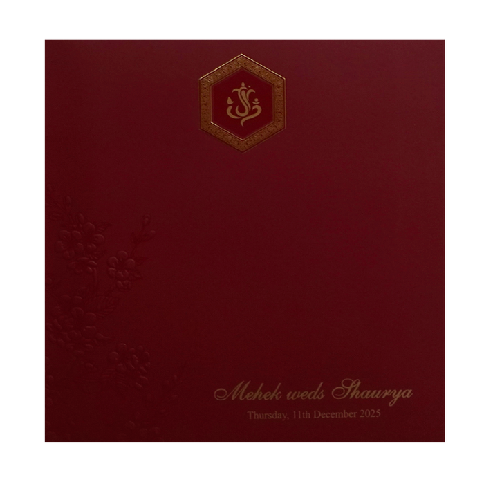 Red Embossed Wedding Card-King of Cards