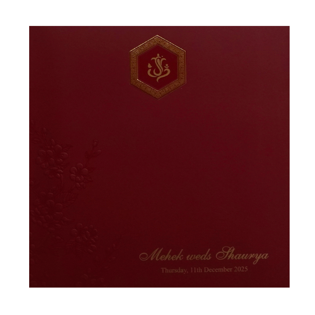 Red Embossed Wedding Card-KPR09060