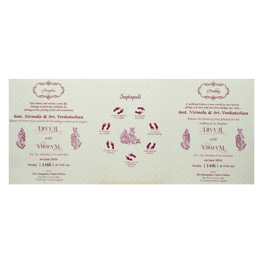 Cream Gold Jali Laser-cut Wedding Card-KNQS8308