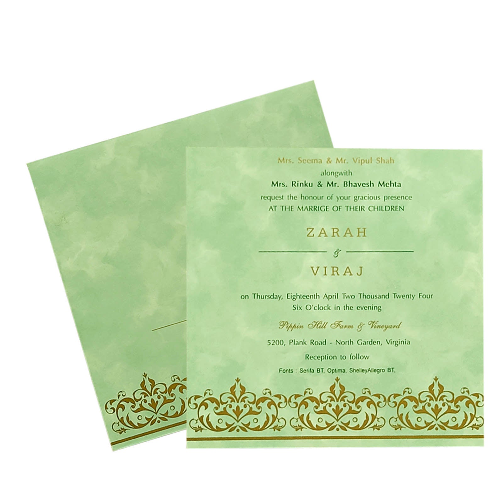 Green Shade Single Sheet Invitation Card-King of Cards