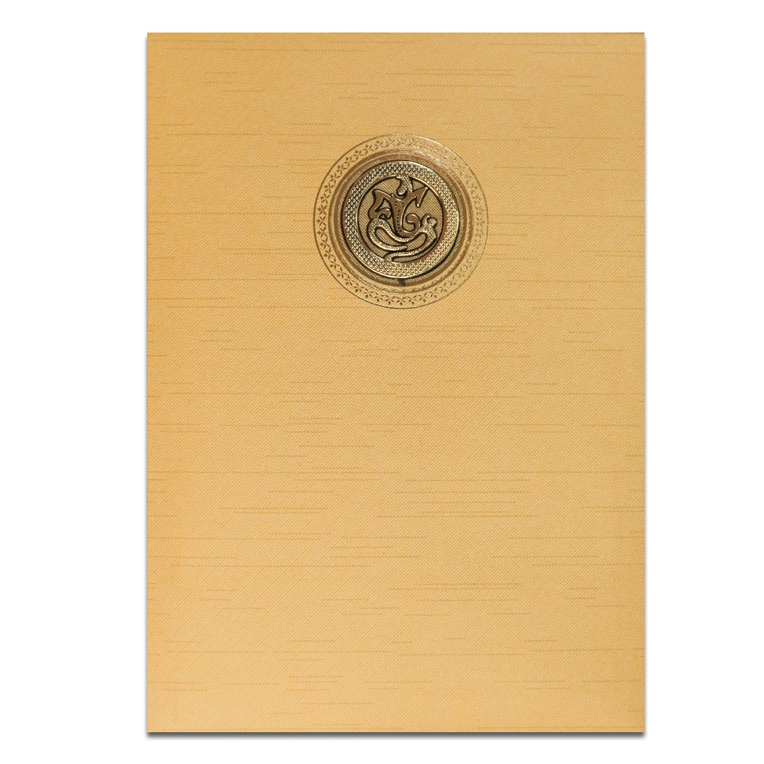 Gold Royal Baraat Elephant Wedding Card-KNKR039GL