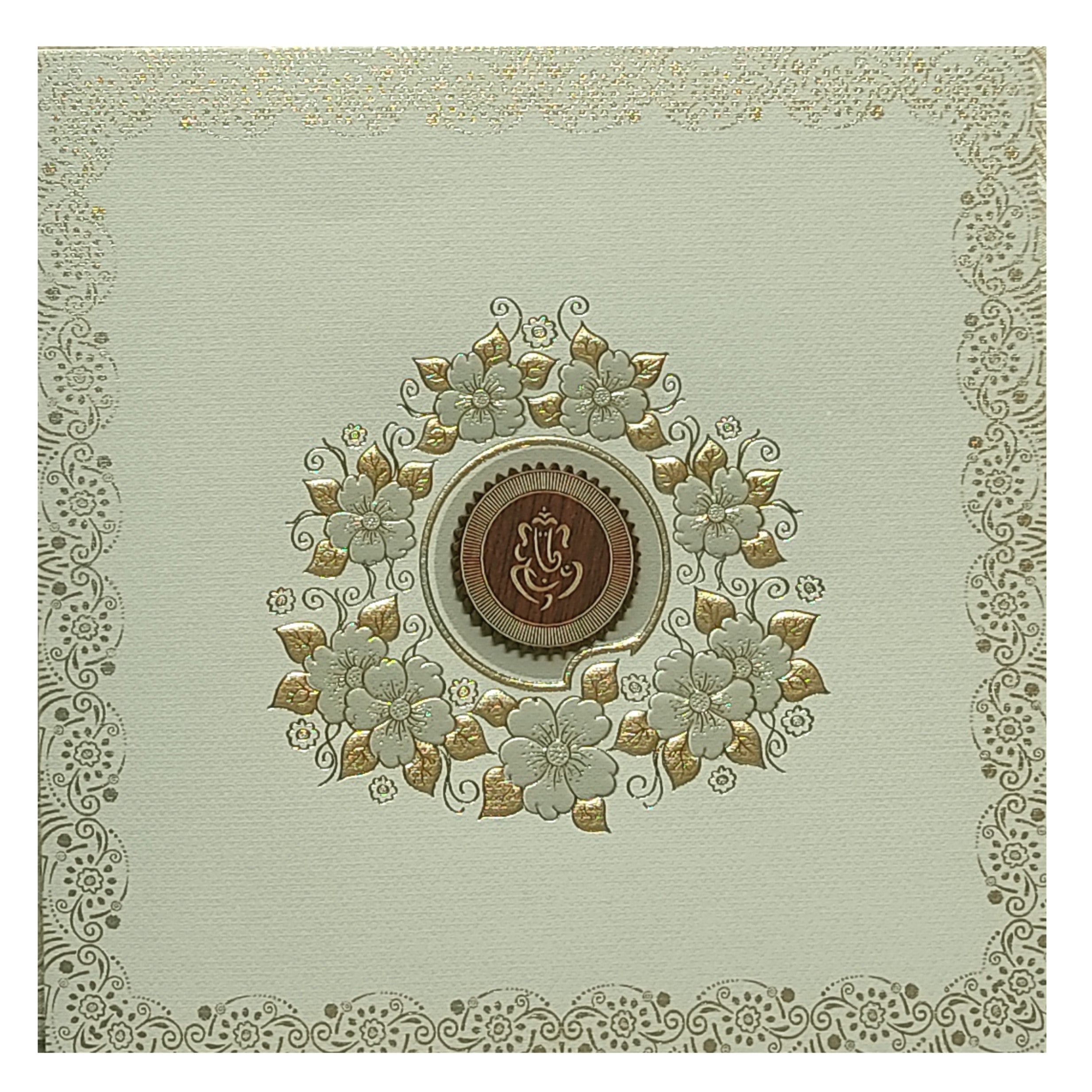 Grey Floral Nameplate Padded Invitation Card-King of Cards