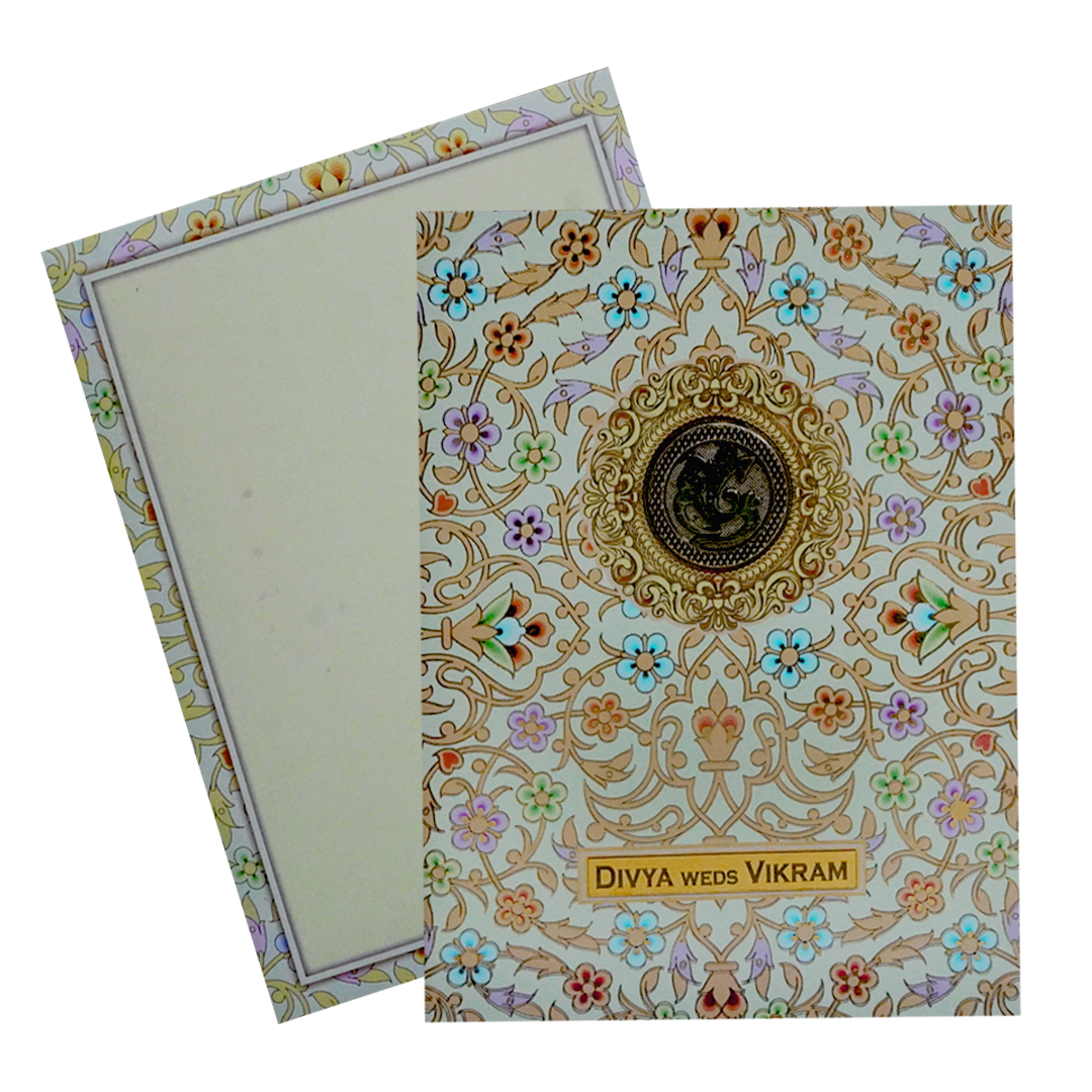 Light Green Gold Foiling Floral Wedding Card-KNKC4078