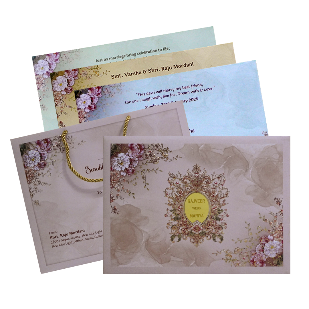 Light Pink Padded Invitation Box-King of Cards