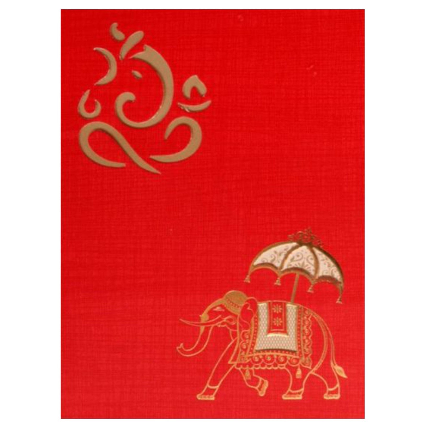 Red die cut Royal Elephant And Ganesha Style Wedding Card-KNCPC420-King of Cards