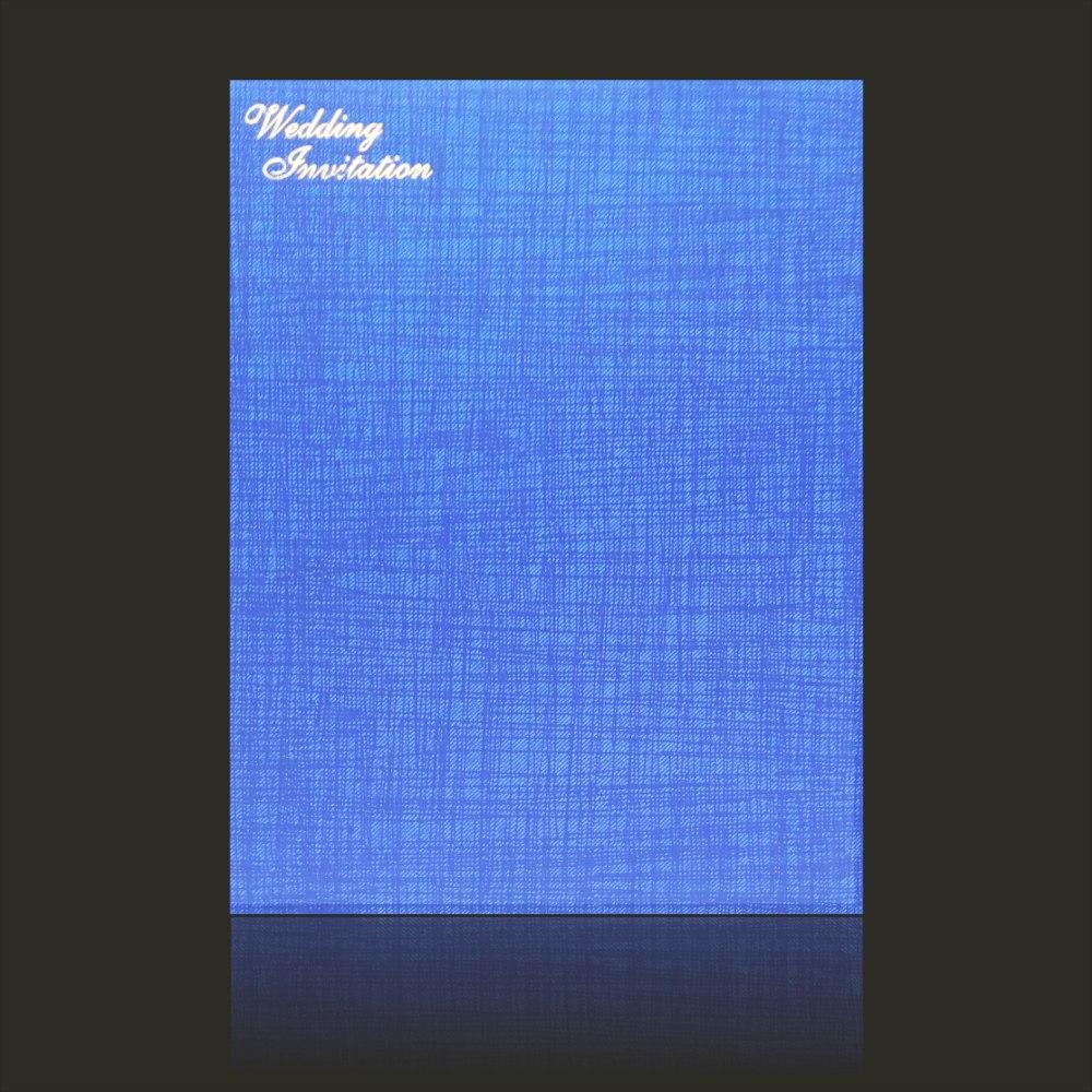 Enchanting Blue Shading With Laser Cut Wolly Material Wedding Card