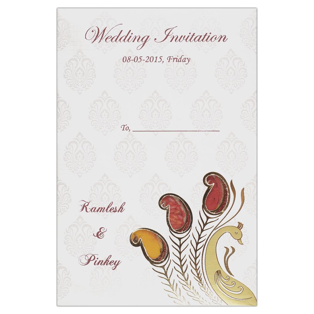 Invitation Card - Attractive Peacock and Hindu Lord Ganesha Card in Metallic Bronze-KNK1406