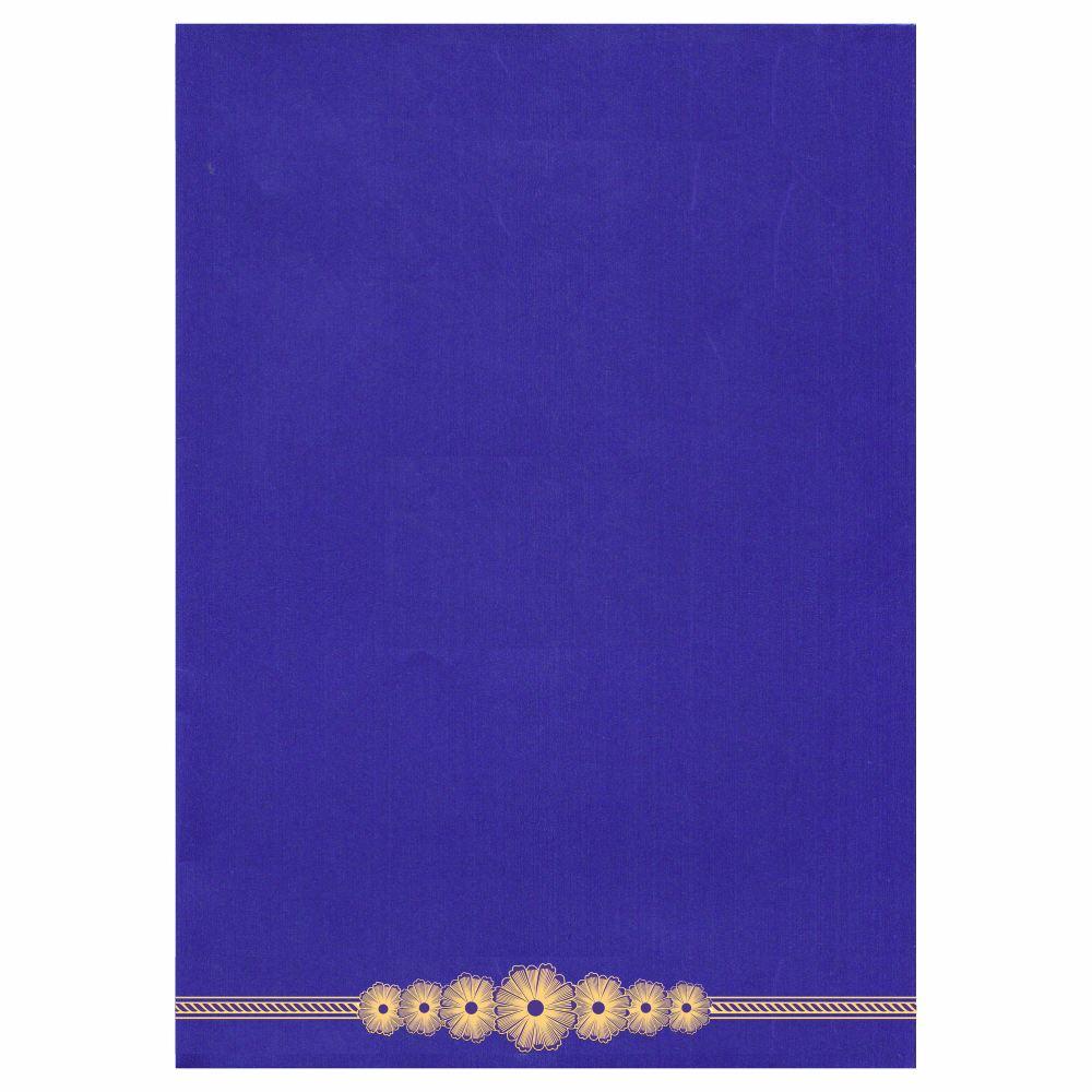 Lovely Gold Foiling Floral Border With Blue Shading Wedding Card-KNK1738