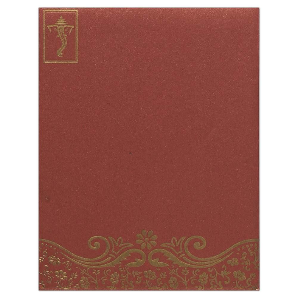 Invitation Card - Traditional Handmade Maroon Hindu Invitation Card- KNK2168