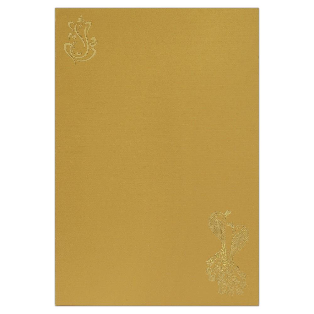 Invitation Card - Peacock and Ganesha themed gold and purple card-KNK2378