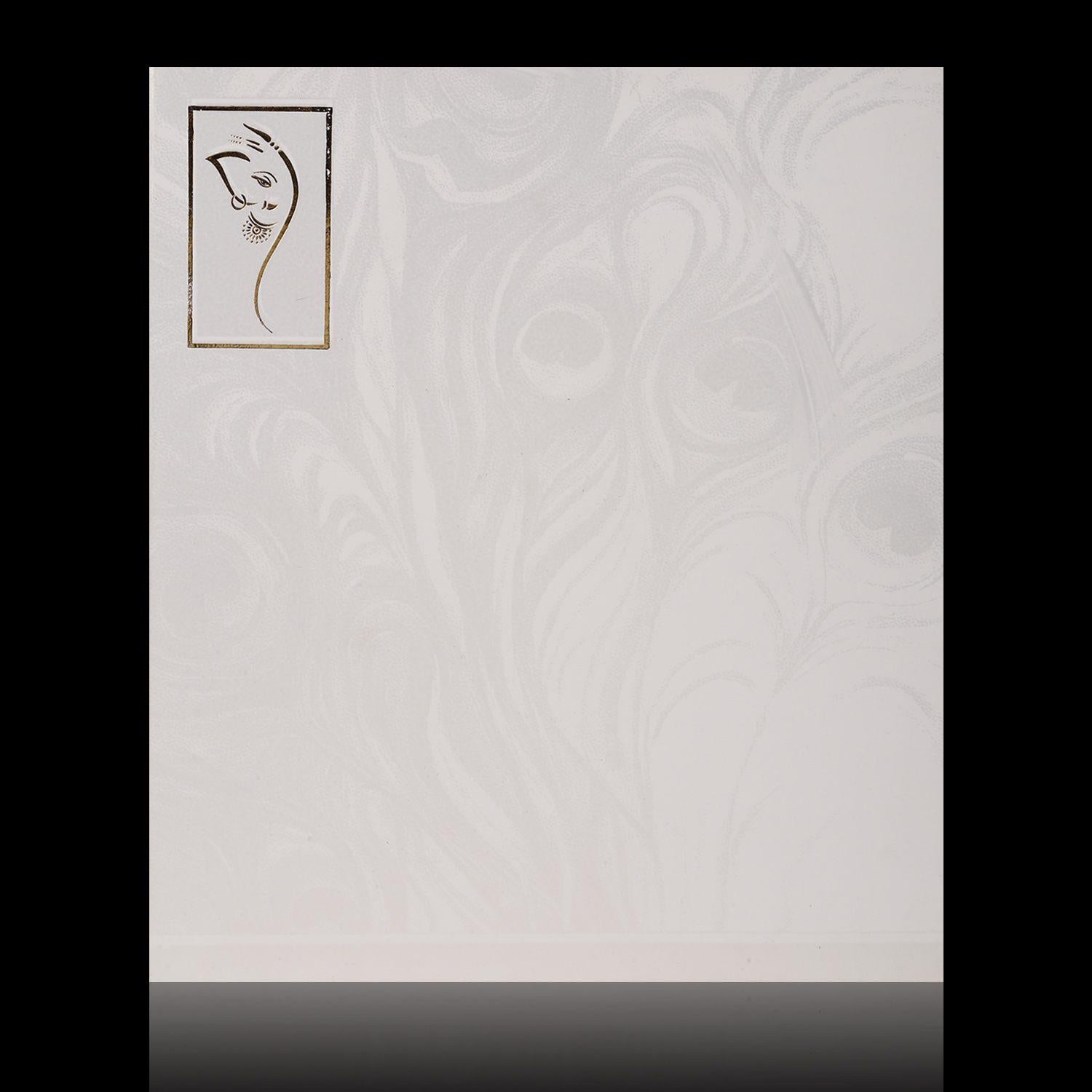 Gold Foiling Ganesha With Peacock Theme Wedding Card - KNK2778